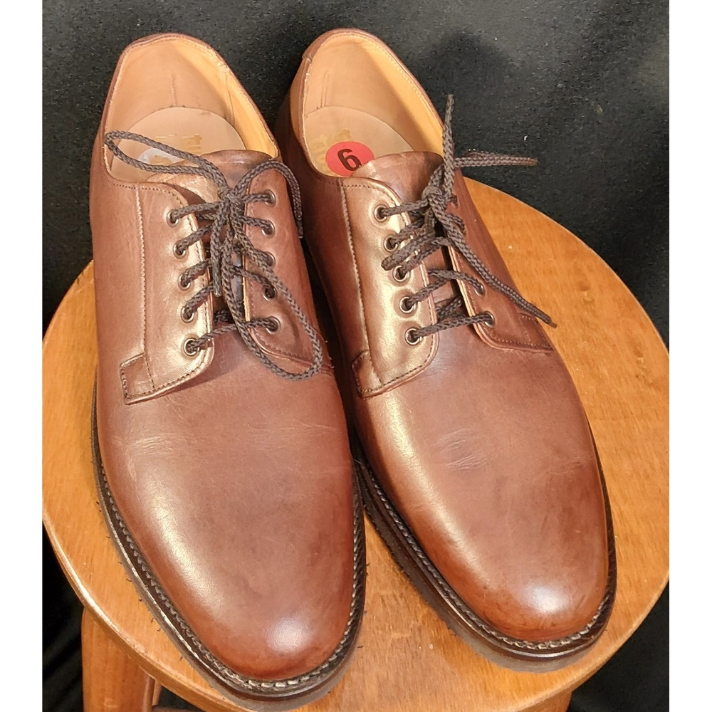 Tweed Travelers Made in England Plain Toe Derby 9D Last 44/D Tan Brown Vibram